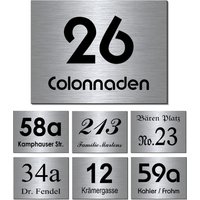 Hausnummern-Aluminium Edelstahloptik-3 Größen-15 X 10 cm20 15 cm30 20 cm-3 Mm Materialstärke-Robust + WetterfestTop-Design-Ht438 von HomeTrendsHamburg