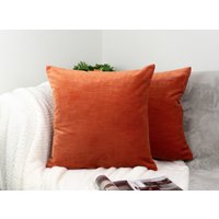 Luxus Handgemachte Cord Samt Orange Kissenbezug, Dekoratives Kissen - Kissenbezug 43x43cm von HomeTwist