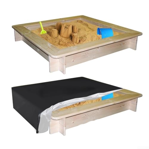 210D Oxford Tuch Abdeckung für quadratische Sandkästen, sauberer Sand für Kinder Spielen (schwarz 120 x 120) von HomeVortex