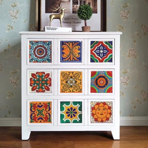 24 Stück marokkanische Vintage-Fliesenaufkleber für wasserdichte Wanddekoration, Retro-Mosaik-Design für Badezimmer, Küche und Wohnräume (10 x 10 cm) von HomeVortex