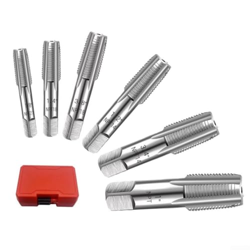 6-teiliges Rohrgewindebohrer-Set mit Gewindebohrern, Standard-Teilungsgewinde für Metallrohre, Vierkantfutter zur Verwendung mit manuellem oder maschinellem Gewindeschneiden 6-teiliges Rohrgewindebohrer-Set mit Gewindebohrern, Standard-Teilungsgewinde für Metallrohre, Vierkantfutter zur Verwendung mit manuellem oder maschinellem Gewindeschneiden von HomeVortex