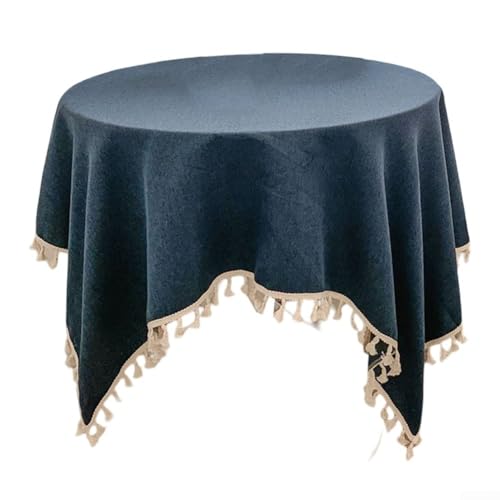 Ästhetische Tischdecke aus Baumwoll- und Leinen-Mischgewebe, die jedem Essen einen Hauch von Klasse verleiht (Indigo) von HomeVortex