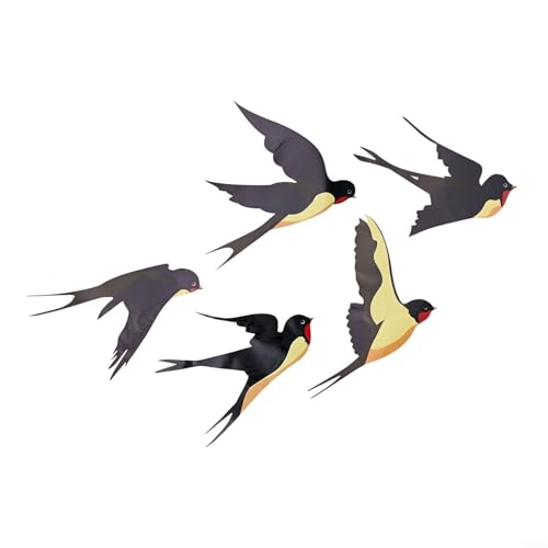 Abnehmbare Vinyl-Wandaufkleber mit Vogelmotiv, 5-teiliges Set für stilvolle Wohnkultur, für Wohnzimmer von HomeVortex