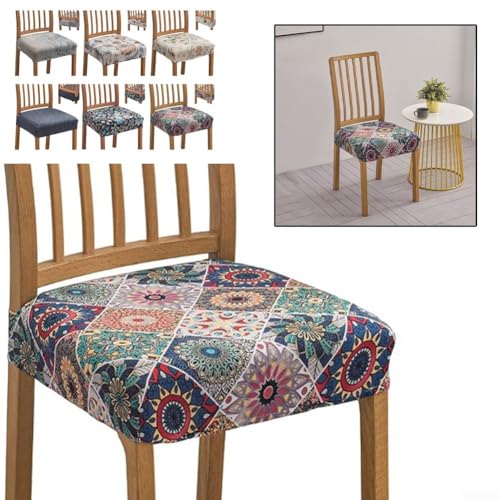 Abnehmbare elastische Stuhlhussen für Esszimmer, stilvolles Druckdesign im praktischen 2er-Set (E) von HomeVortex