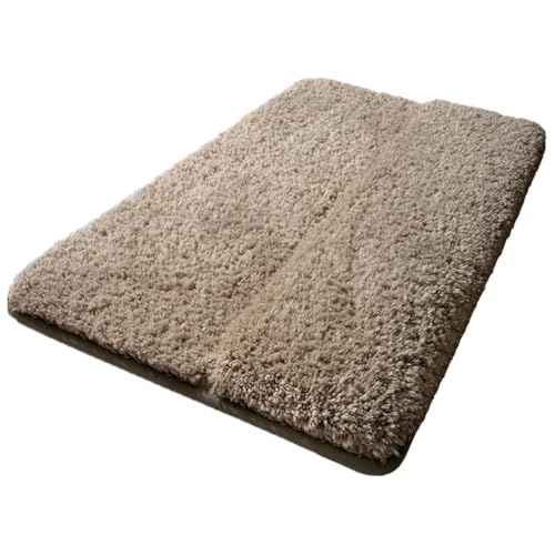 Bequeme Polyester-Badezimmermatte mit dickem Flor Design und schnell trocknender Technologie, um Ihre Baderoutine zu verbessern (braun) von HomeVortex