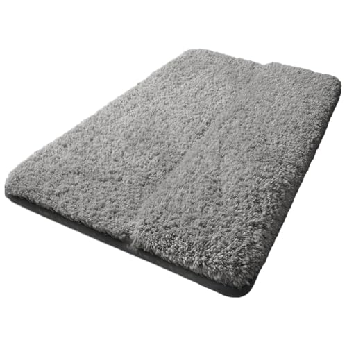 Bequeme Polyester-Badezimmermatte mit dickem Flor Design und schnell trocknender Technologie, um Ihre Baderoutine zu verbessern (grau) von HomeVortex