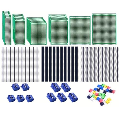 Doppelseitiges Leiterplatten-Set mit 92 Stück, einschließlich einreihiger männlicher Stiftleisten und weiblicher Terminalanschlüsse für selbstgemachte elektronische Schaltungen (Boxen) von HomeVortex