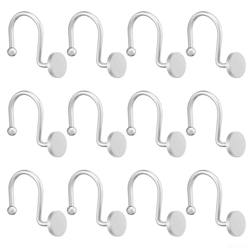 Duschvorhangringe aus Eisenlegierung, entworfen, um Feuchtigkeit und Rost zu widerstehen, zum sicheren Aufhängen schwerster Vorhänge (Silber) von HomeVortex