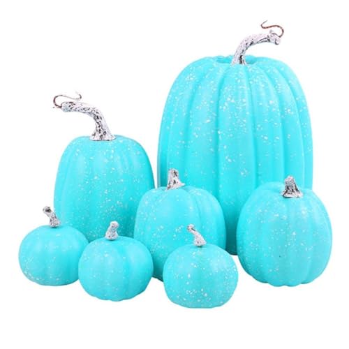 Festliche Herbstdeko, 7-teiliges Set Kunstkürbse für Thanksgiving und Halloween (Blau) von HomeVortex
