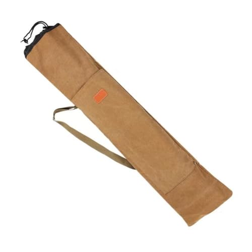 Große Kapazität, wasserdichte Segeltuch-Angelrutentasche mit faltbarem, tragbarem Design, elastischem Verschluss und bequemem Tragegurt (braun, 130 cm) von HomeVortex