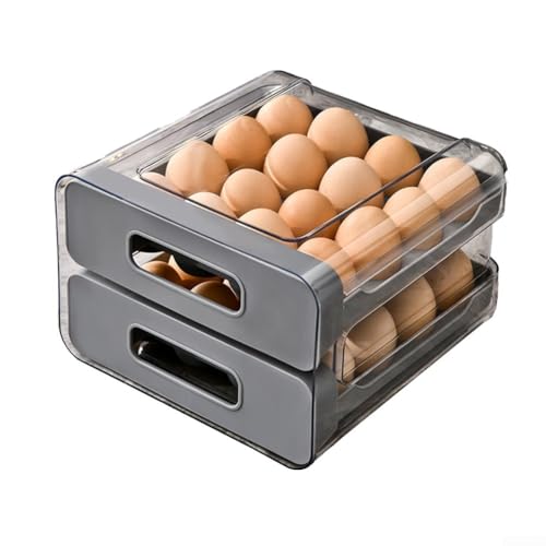 Hauchen Sie Ihrem Kühlschrank neues Leben ein mit dieser stapelbaren Eier-Aufbewahrungsbox (grau) von HomeVortex