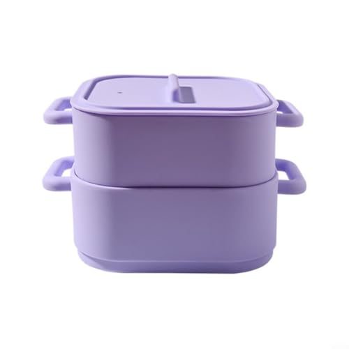 HomeVortex 2-teiliges Silikon-Dampfgarer-Set mit Griffen, temperaturbeständig, Lebensmittelbehälter, Rührschüssel für Gemüse, Fisch, Küche, Kochen (lila) von HomeVortex