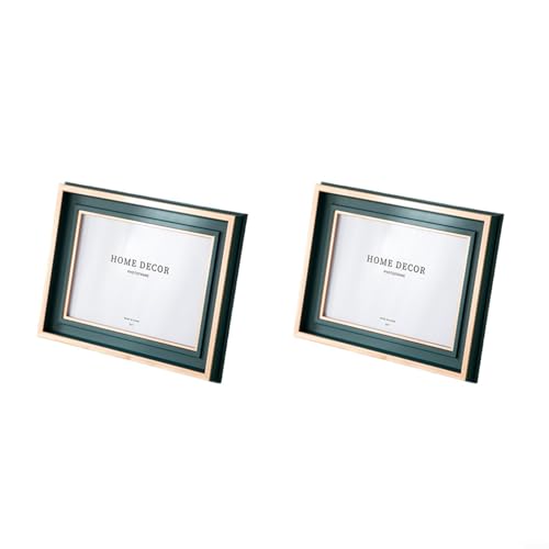 HomeVortex 2 x 17,8 cm dekorativer Bilderrahmen für Bilder horizontal vertikal in Walnuss für Heimdekoration oder Präsentation geschätzter Erinnerungen (grün) von HomeVortex