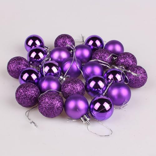 HomeVortex 24 bruchsichere Christbaumkugeln, glänzend, matt und goldfarben, glitzernde Kugeln, Weihnachtsdekoration für Weihnachten und Feiertagsdekorationen (lila) von HomeVortex