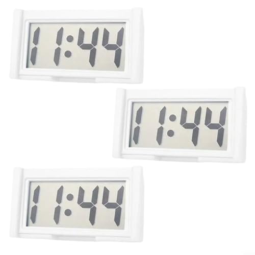 HomeVortex 3 Pack Auto Armaturenbrett Digitaluhr LCD Display Selbstklebende Mini Uhr mit großen Ziffern Wasserdicht Bruchfest für Fahrzeuginnenraum (Weiß) von HomeVortex