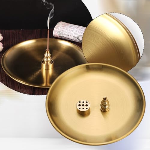 HomeVortex 3-in-1 Messing-Räuchergefäß mit Edelstahl-Tablett, Kürbis-förmiger Halter für Spulen und Kegel, Multi-Loch-Design für Zuhause, Meditation, Yoga, Aromatherapie, Entspannung von HomeVortex