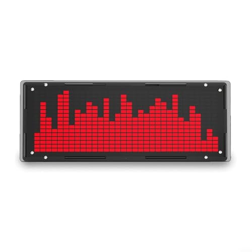 HomeVortex 32-Bit-Stereo-VU-Messgerät, Musikspektrum-Analysator, LED-Display-Kit mit Temperatur-Uhr-Funktion, USB-betrieben, 8-stufige Helligkeitseinstellung, Echtzeit-Audio-Analyse-Set (rot) von HomeVortex