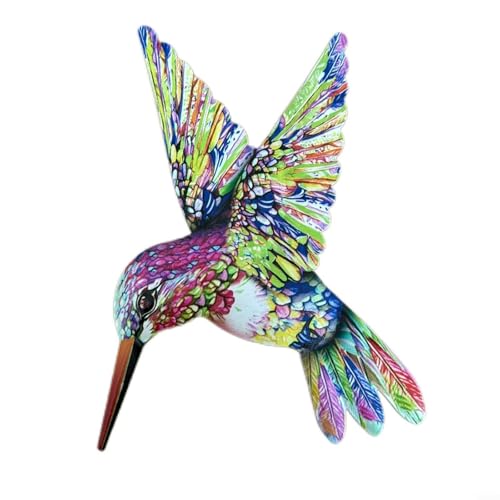 HomeVortex 3D-Metall-Kolibri-Wandkunst, Dekoration, für drinnen und draußen, Eisen-Vogel-Skulptur, Gartenzaun, hängende Ornament mit Haken für Terrasse, Veranda, Wohnzimmer, Schlafzimmer (lila) von HomeVortex