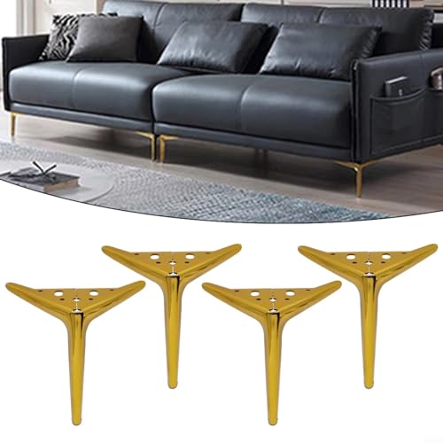 HomeVortex 4 Stück goldene Eisen-Sofa-Beine, Ersatz-Möbelbeine, 12 cm oder 15 cm Höhe, stabile Unterstützung für Couch, Sessel, Tisch, Schrank im Wohnzimmer oder Büro (12 cm) von HomeVortex