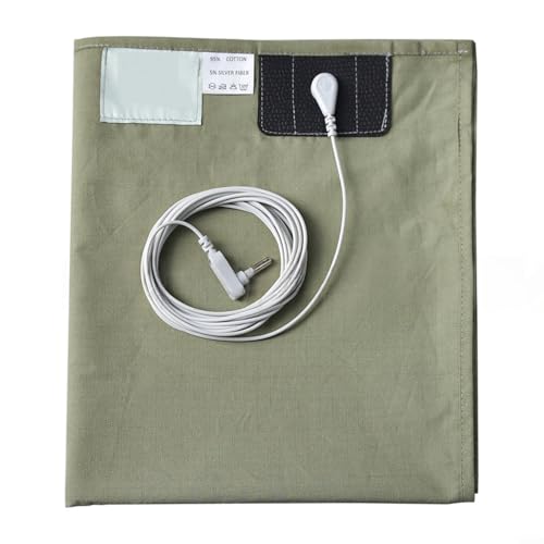 HomeVortex Bettlaken Baumwolle Silberfaser leitfähige Erdungsbettlaken für besseren Schlafkomfort Negative Ionenbalance mit Anschlusskabel grün (183 x 213 cm) von HomeVortex