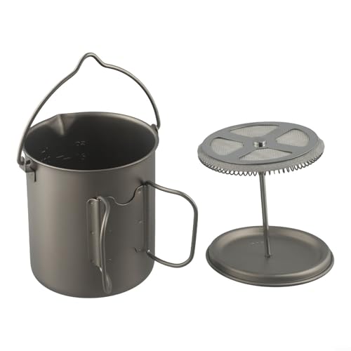 HomeVortex Camping für French Press Kaffeekanne 750 ml Titan tragbar leicht Outdoor Kochen Picknick handgebrühter Teebereiter mit faltbarem Griff für Zuhause Reisen Wandern von HomeVortex