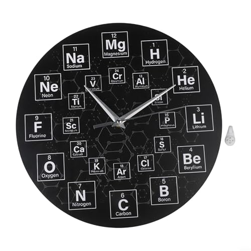 HomeVortex Chemie Periodensystem Wanduhr Modern Labor Wissenschaft Dekor Leise Nicht Tickende Uhr Für Home Office Klassenzimmer Wissenschaftliche Bildung Wandkunst 30X30cm von HomeVortex