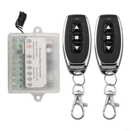HomeVortex DC-Motor-Fernbedienungsschalter Linear-Stellantrieb-Controller 8V-36V 10A Drahtloser Vorwärts-Rückwärtsschalter mit 2 Fernbedienungen 433MHz für elektrisches Türschloss von HomeVortex