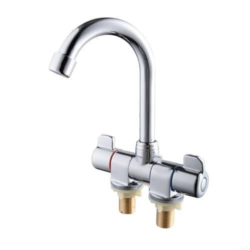 HomeVortex Doppelgriff-Küchenspüle, faltbar, 360-Grad-Drehung, Messing, verchromter Wasserhahn für Wohnmobil, Boot, G1/2-Gewinde, 205 mm Länge, schwenkbarer Auslauf (001) von HomeVortex