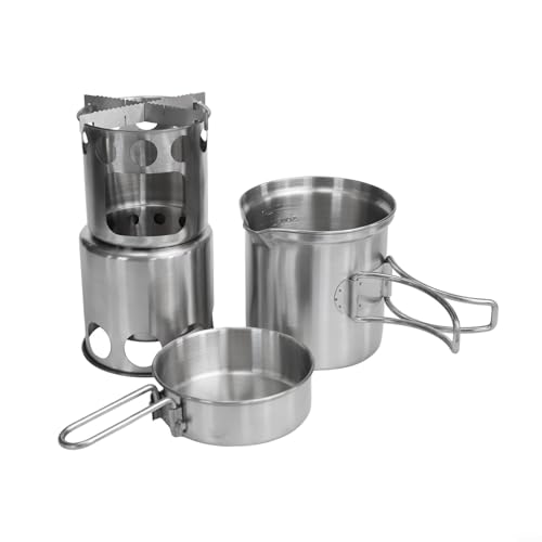 HomeVortex Edelstahl-Camping-Kochgeschirr-Set mit Holzofen, mehrere Größen, Brennholzzylinder, tragbares Outdoor-Kochsystem HomeVortex Edelstahl-Camping-Kochgeschirr-Set mit Holzofen, mehrere Größen, Brennholzzylinder, tragbares Outdoor-Kochsystem von HomeVortex