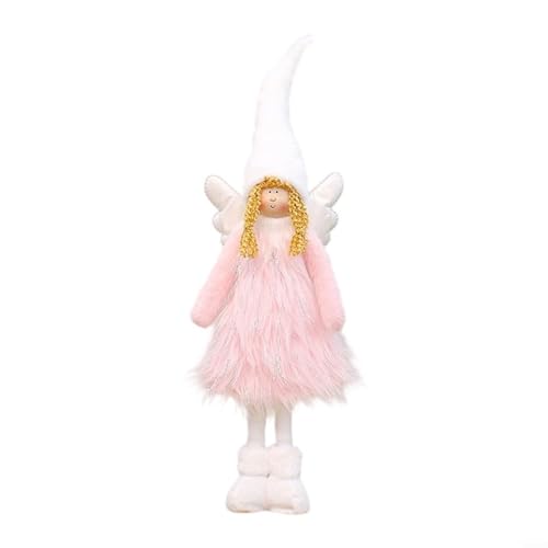 HomeVortex Geflügelter Engel Weihnachtspuppe Rosa Weiß Dehnbares Design Plüsch Urlaub Dekor Home Office Festliche Ornament Saisonal Display (Teleskop Rosa) von HomeVortex