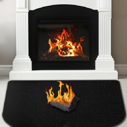 HomeVortex Halbkreis Kaminofen Herd Teppich Silikon feuerfeste Bodenmatte Funkenschutzplatte ölbeständig leicht zu reinigen geruchsfrei Innenherd (106 x 61 cm) von HomeVortex