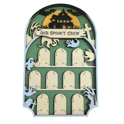 HomeVortex Halloween Grabstein Garten Dekorationen Outdoor Gruselige Friedhofsdekoration Spukhaus Requisiten Friedhof Ornamente mit gespenstischem Design Holzmaterial (A) von HomeVortex