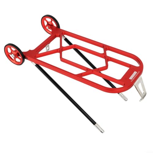 HomeVortex Klappbarer Fahrradgepäckträger aus Aluminiumlegierung, CNC-gefräst, leicht, mit Befestigungsmaterial, für Brompton United Trifold 30 x 14 cm (rot) von HomeVortex