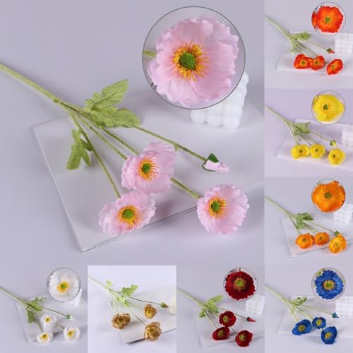 HomeVortex Künstliche Seidenblumen, langer Stiel, Blumenarrangement mit großem Blütenkopf, für Zuhause, Garten, Tisch, Hochzeit, Party, Innen- und Außenbereich, dekoratives Display (weiß) von HomeVortex