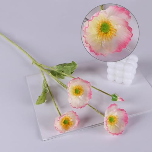 HomeVortex Künstliche Seidenblumen, langer Stiel, Blumenarrangement mit großem Blütenkopf für Zuhause, Garten, Tisch, Hochzeit, Party, Innen- und Außenbereich, dekoratives Display (Rosarot) von HomeVortex