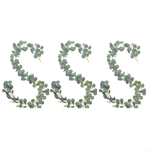 HomeVortex Künstliches Eukalyptusblatt-Kranz-Set, 3 Stück, 195 cm lang, grün-rote Girlande für Heimdekoration, Tischdekoration, Kaminsims, Hochzeit, Halloween, Herbst, festliche Dekoration (A) von HomeVortex