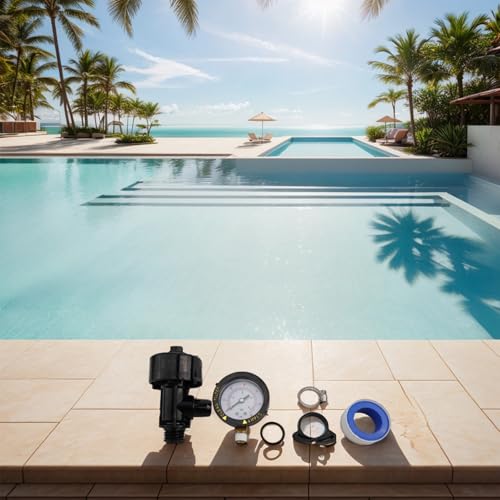 HomeVortex Pool Spa Filter Luftentlastungsventil mit Manometer Manuelle Bedienung O-Ring Klemm-Kit Kunststoffkonstruktion Einfaches Austauschsystem von HomeVortex