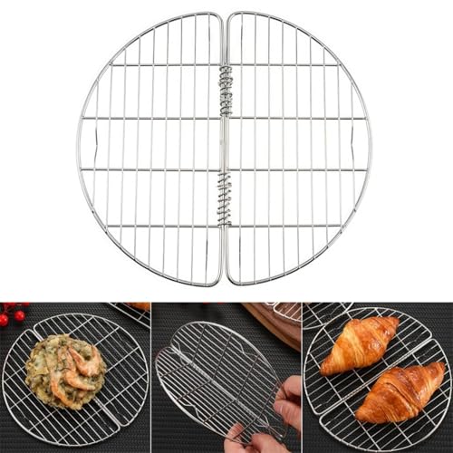 HomeVortex Rundes Edelstahl-Grillnetz, faltbares Grillgestell, Grillgitter für Outdoor-Kochen, Picknick, Camping, Reisen von HomeVortex