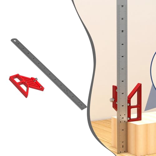 HomeVortex Stahllineal Positionierungsblock Mittelfinder mit Winkelreißer und Markierungslinienlehre, 300 mm Aluminium-Legierung und Stahl-Messwerkzeug für Holzbearbeitung von HomeVortex
