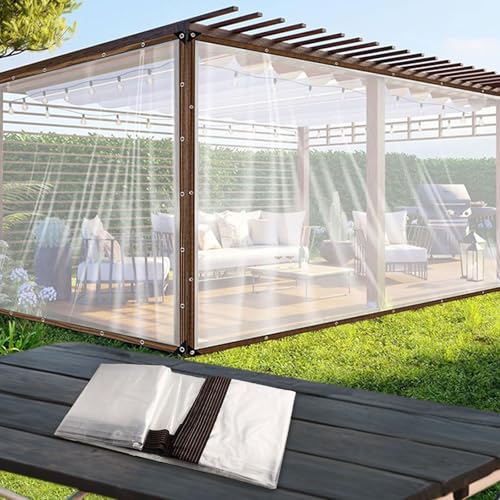 HomeVortex Strapazierfähige, transparente PVC-Plane, wasserdichte Abdeckplane mit UV-beständiger Beschichtung und rostfreien Ösen für Auto, Garten, Gewächshaus, Hühnerstall und Außenbereich (2 x 3) von HomeVortex