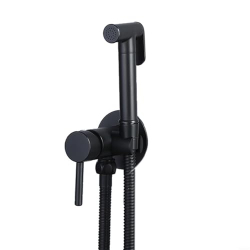 HomeVortex Toiletten-Bidet-Sprüh-Set, Handbrause, Schlauch, Winkelventil-Set, Wandmontage, Zinklegierung, einstellbarer Druck, Badezimmer-Reinigungswerkzeug (schwarz) von HomeVortex