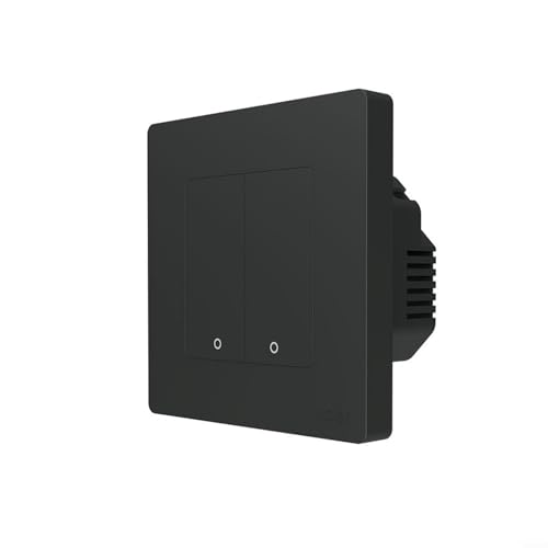 HomeVortex Touch-Panel für ZigBee Smart Wandschalter mit LED-Hintergrundbeleuchtung für Ring-Design, Fernbedienung, kompatibel mit Heimbeleuchtung, PC-Material (2-Gang-Schwarz) von HomeVortex