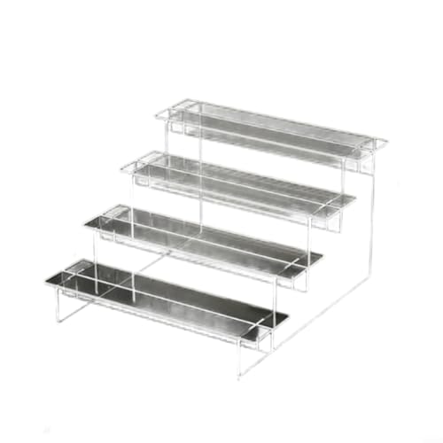 HomeVortex Transparentes Acryl-Regal mit 4 Ebenen, transparenter Leiterständer, Schreibtisch-Organizer für Parfums, Cupcakes, Schminktisch, Aufbewahrung, 20 cm, kompaktes Design von HomeVortex