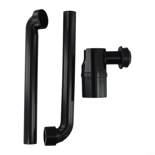 HomeVortex Verstellbares Abflussrohr für Waschbecken, mit P-Falle, für reibungslosen Wasserfluss, G1-1/4-Schnittstelle (schwarz) von HomeVortex