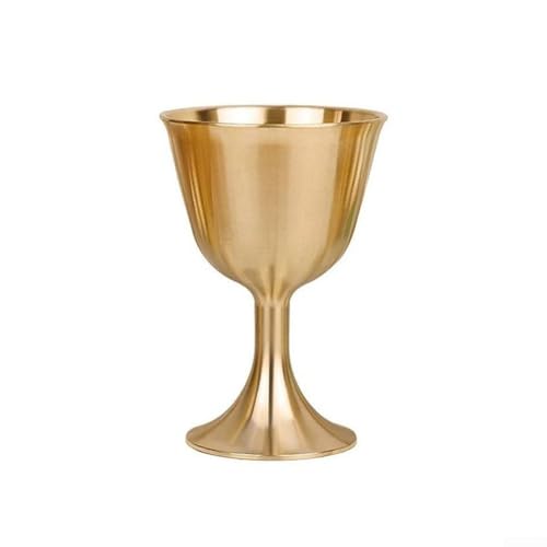HomeVortex Vintage-Stil Messing Kelch Tasse Kupfer Weinglas mit glattem Rand Gold Metall Trinkbecher für Rotwein Bier Wasser Tragbares wiederverwendbares Trinkgeschirr (M) von HomeVortex
