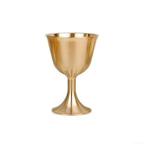 HomeVortex Vintage-Stil Messing Kelch Tasse Kupfer Weinglas mit glattem Rand Gold Metall Trinkbecher für Rotwein Bier Wasser Tragbares wiederverwendbares Trinkgeschirr (S) von HomeVortex