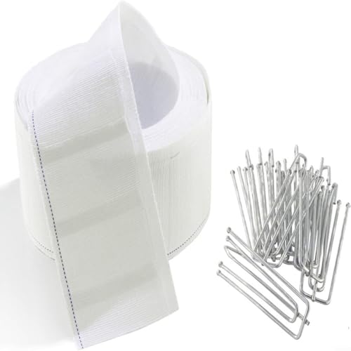 HomeVortex Vorhangband, Faltenband, 6 Meter mit 15 Metallhaken für Fenstervorhänge, Nähzubehör, Heimdekoration, Gardinenband, Faltenmacher, Vorhangherstellungszubehör von HomeVortex