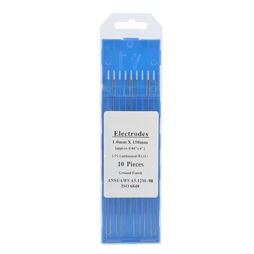 HomeVortex WL15 Edelstahl Metall Schweißen WIG Elektroden 10 Stück Lanthan-Wolframstäbe für Kohlenstoffstahl Aluminiumlegierung Kupfer 150-250 A mehrere Größen (1,0 mm x 150 mm) von HomeVortex