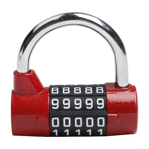 Leicht änderbare Codes auf diesem 5-stelligen Zahlenschloss aus robuster Zinklegierung (rot) von HomeVortex