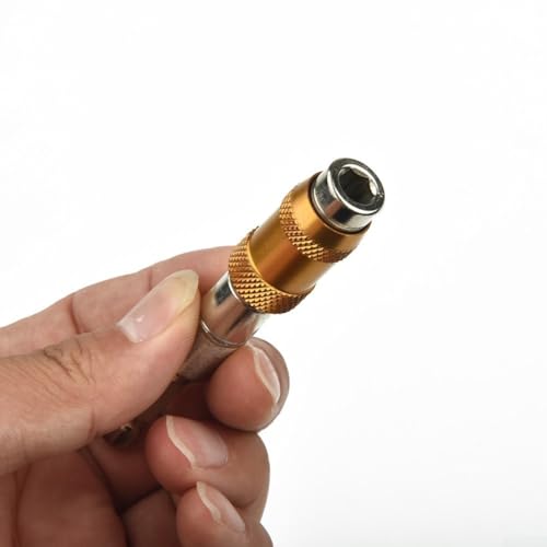 Magnetischer Bithalter mit 14-Sechskantschaft und schwenkbarem Bohrspitzen-Design für erhöhte Flexibilität und Fallschutz bei der Verwendung von Schraubendrehern (Gold) von HomeVortex